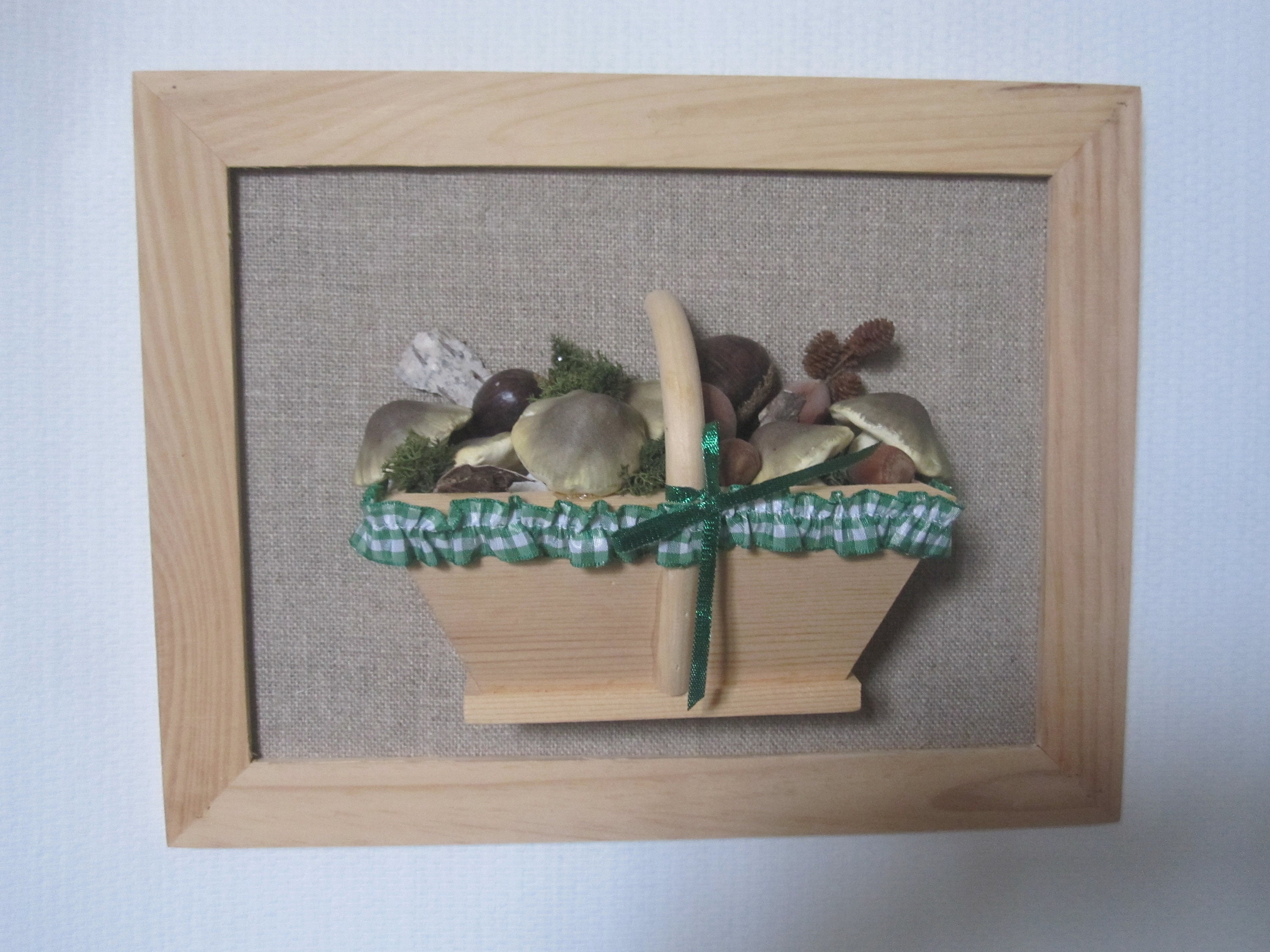 Automne et Champignons Tableau 3D Fait Main, Décoration Murale, Cadeau Tous Âges, Promenade Forêt, N