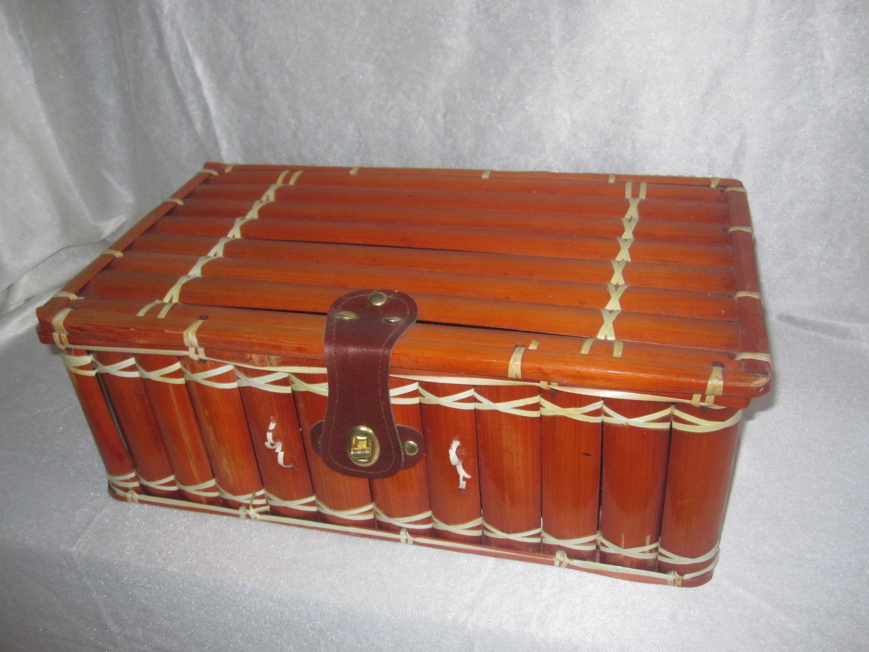 Malette Coffret Bambou Vintage Années 70 Retro Valisette Coffre Déco Osier Petit Esprit Campagne Sty