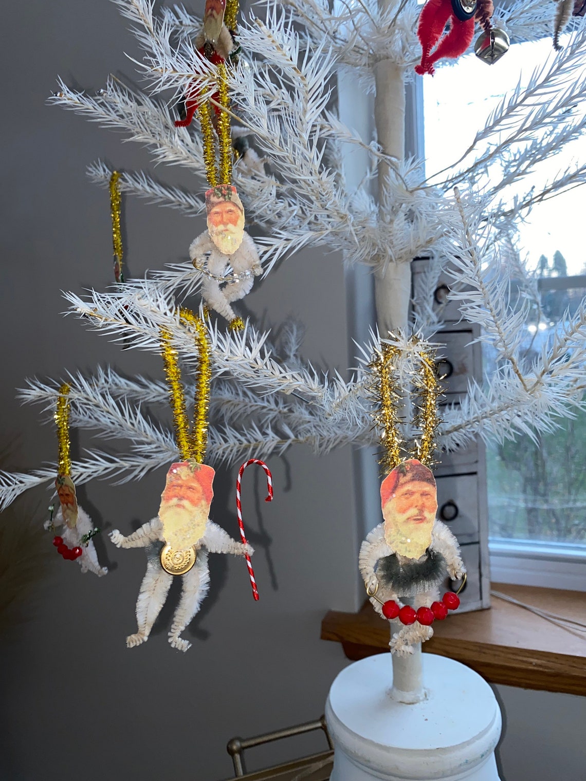 Bump Chenille Santa Bump Chenille Ornaments Handmade Etsy