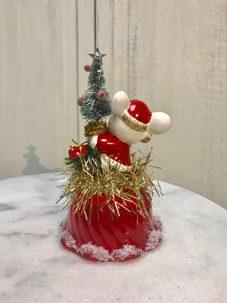 cake topper hostess vintage mouse tree sign vintage package vintage dessert cup bottle brush tree Centerpiece,vintage Christmas mouse