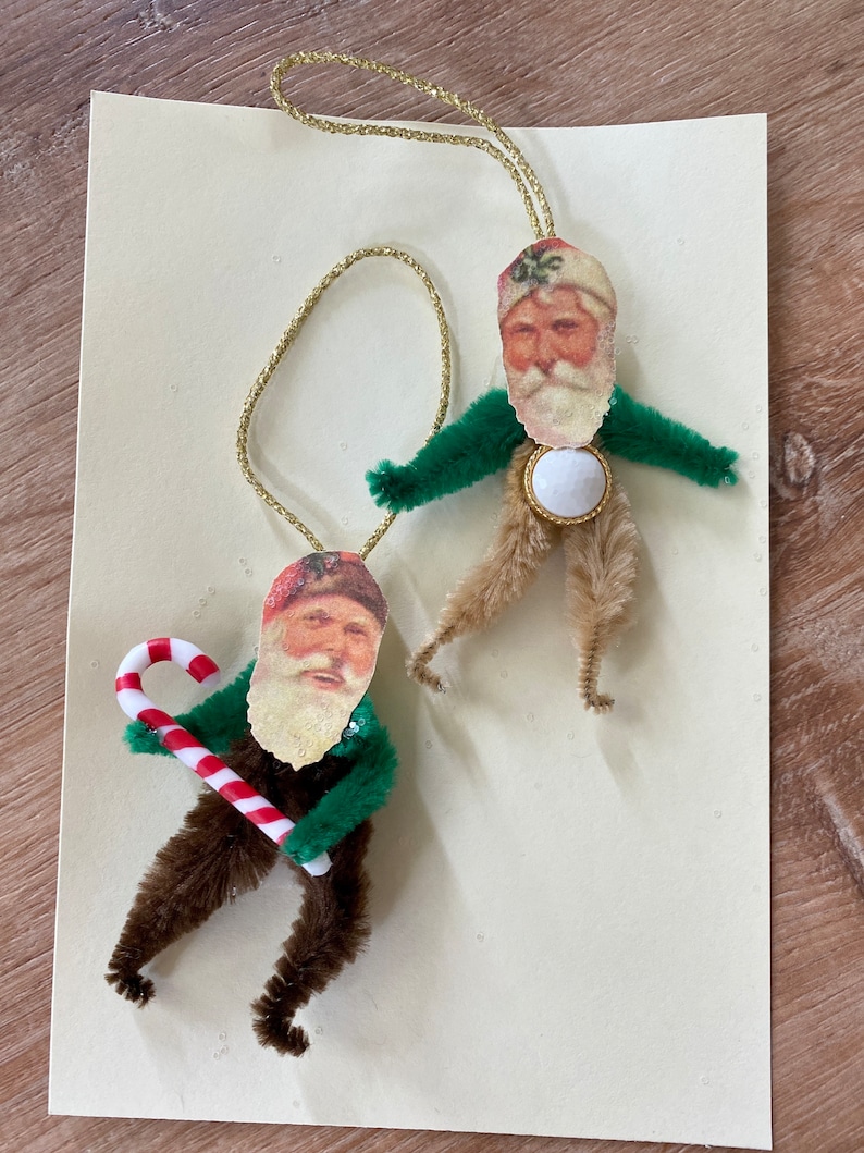 Bump Chenille Santa Bump Chenille Ornaments Handmade Etsy