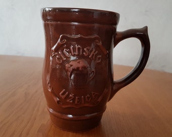Vintage Brown Ceramic Mug/ Beer Ceramic Mug/ Beer, 0,5 L Beer Pint/ Vintage Ceramic Pint/ Collectible Beer Ceramic Pint/ Pint/ Brown Stein