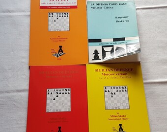 Collezione di libri di scacchi, Libro vecchio, Libro di scacchi vintage, Difesa siciliana, Difesa Caro-Kann, Letteratura scacchistica, Libro bundle, Libro di scacchi bundle