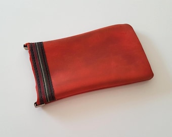 Vintage Leather Eyeglass Case, Multicolor Striped Pouch