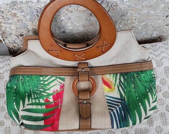 Vintage Hand Bag for Women Produced in China, Hand Bag, Old Hand Bag, Hand Bag, Multicolored Hand Bag, Beige Hand Bag, Green Hand Bag