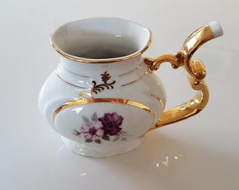 Frasco de porcelana vintage con diseño floral, tarro de agua mineral de Checoslovaquia.