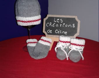 together tuque, mitten and slippers