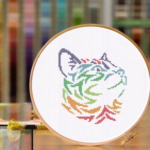 Cat Cross Stitch Pattern. Instant download. Easy Cross Stitch Chart.