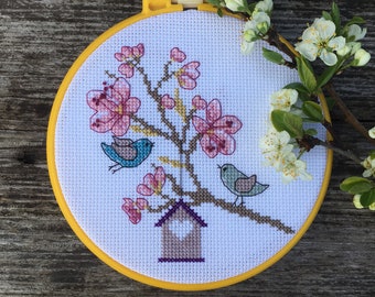 Spring Blossom 2. Cross Stitch Kit for beginners and experienced stitchers. 14 count Aida. DMC threads. French Knots involved.