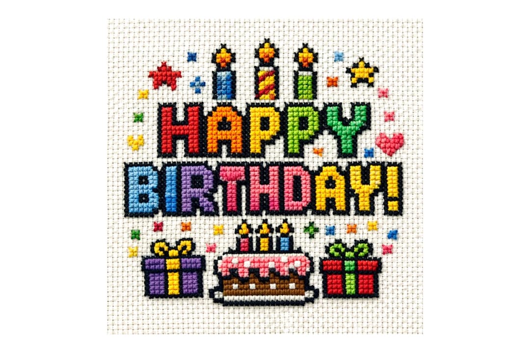 Birthday Cross Stitch Pattern PDF, Instant Download Happy Birthday ...