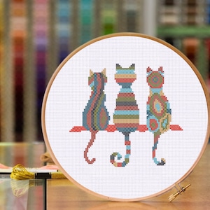 Cats Cross Stitch Pattern. Instant download. Easy Cross Stitch Chart.