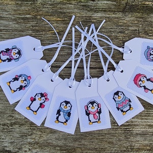 8 étiquettes-cadeaux de Noël finies à la main Étiquettes de pingouin