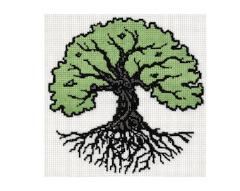 Baum des Lebens Bonsai Kreuzstichmuster PDF | Moderne Baumkarte | 150x150 Stiche | Sofortdownload + Alphabet