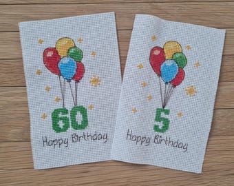 Alles Gute zum Geburtstag, Geburtstagsgeschenk Kreuzstichmuster, alles Gute zum Geburtstag mit Zahlen, Luftballons & Zahlen, Sofort Download