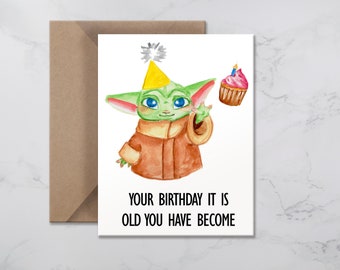 Yoda Birthday Card Etsy
