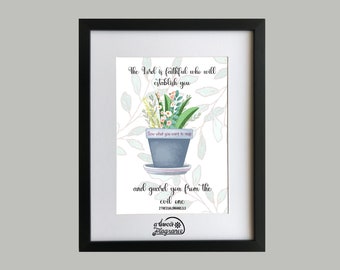 2 Thessalonians 3:3 /Bible verse art print/ printable//A3 size - 11.69 x 16.54 inch/Flower art print