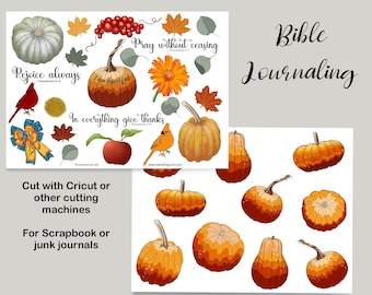 1 Thessalonians 5:16/Thanksgiving Fall Bible Journaling set/Fall graphics/Bible verse art/Bible stickers/kids Bible crafts/ pumpkin clip art