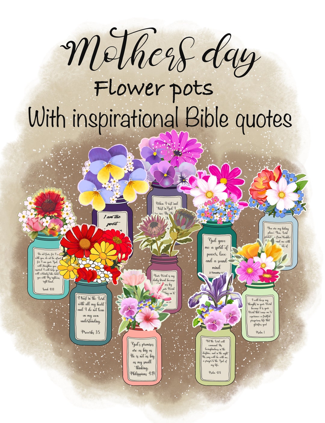Flower Pots With Bible Verses for Mothers and Woman Printable/little ...