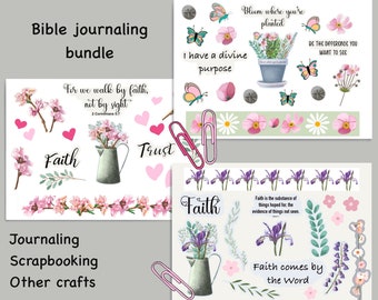 2 Corinthians 5:7 / Faith junk journal/Bundle of 3 Bible journaling pages/ scrapbooking/stickers/paper crafts/Bible lessons/ Hebrews 11