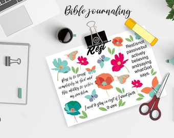 Rest and trust God / Bible journaling page / journaling supply / rest to stay in faith / clip art / peace that surpasses all understanding