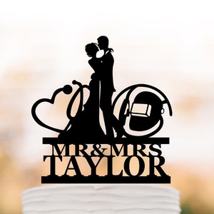welding helmet welder cake topper Medical Doctor wedding cake topper, physician cake topper, custom name  Paramedic Stethoscope Wedding