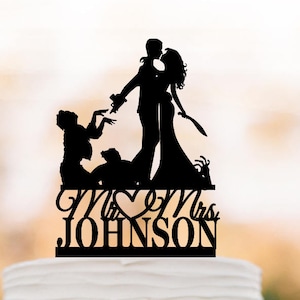 Zombieland Wedding Cake topper, Halloween couple silhouette wedding cake toppers, funny zombie mr and mrs custom name wedding cake toppers