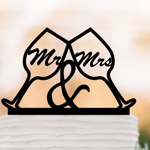 Wine Glasses Wedding Cake Topper Champagne Glasses Toasting Etsy