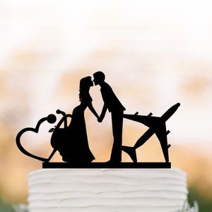 Airplane and stethoscope topper bride and groom wedding cake topper doctor and pilot cake topper, nurse wedding
