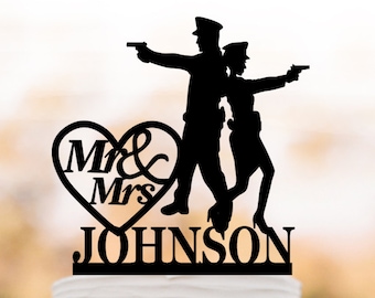 police Wedding Cake toppers letter, bride and groom police wedding cake decor with custom name and mr mrs