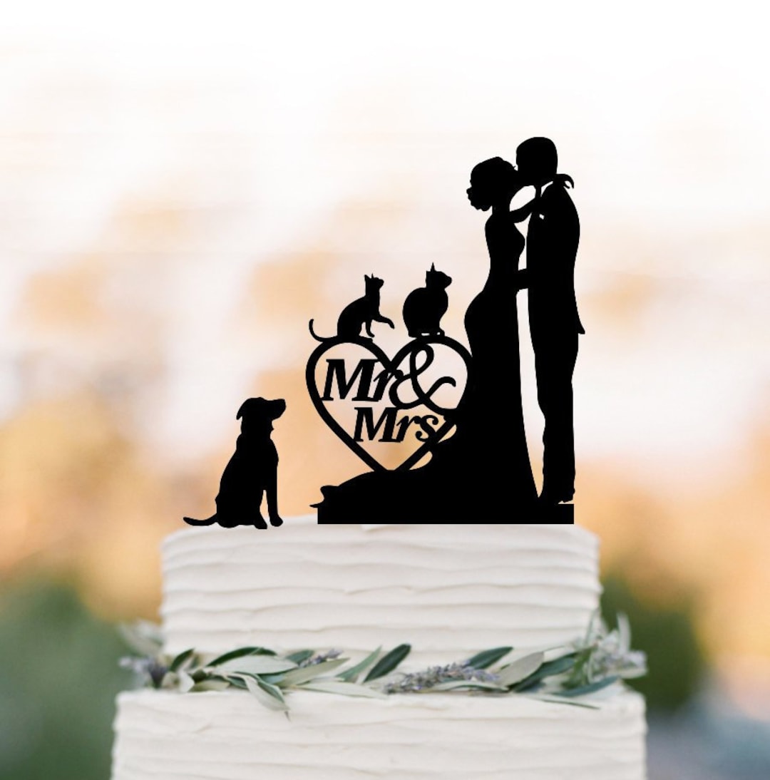 Funny Wedding Cake Topper Dog Cake Toppers With Groom Kissing Bride ...