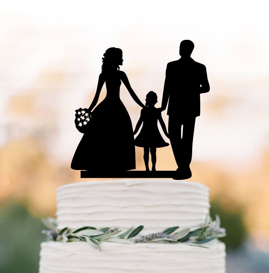 Personalized Family Wedding Cake Topper, Bride Groom and Girl ...
