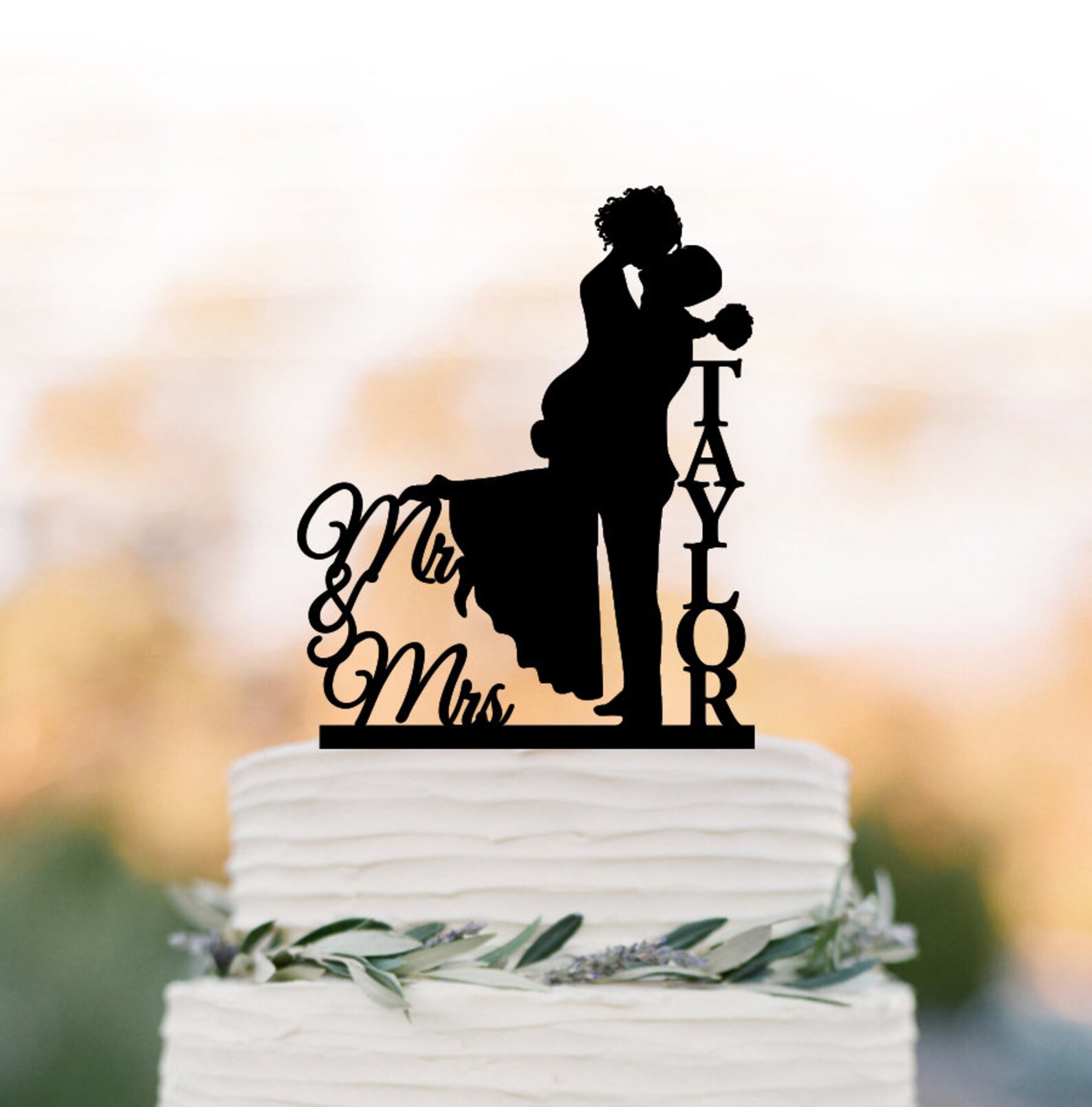 Personalized Wedding Cake Topper Mr and Mrs Cake Toppers With - Etsy