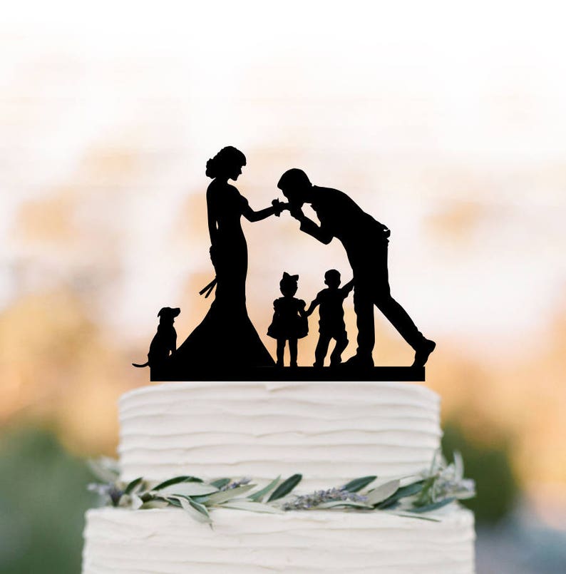 Family Wedding Cake Topper With Child Girl and Boy Bride and Etsy