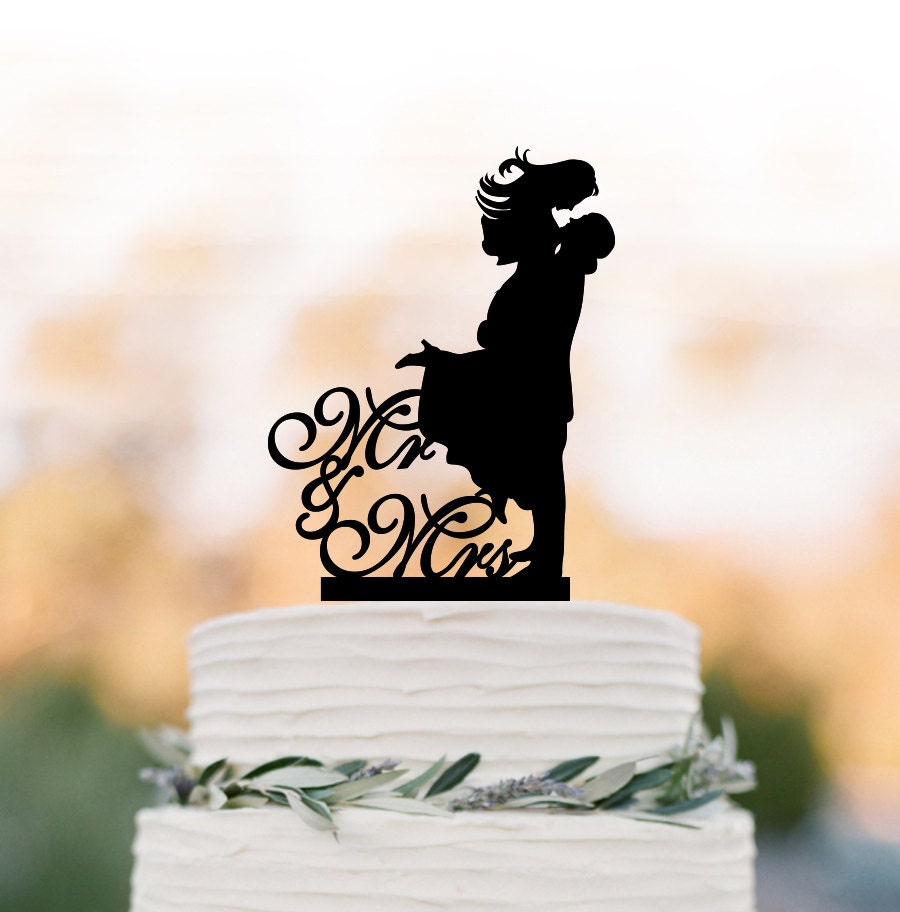 Mr and Mrs Bride and Groom Silhouette Wedding Cake Topper, Cake ...