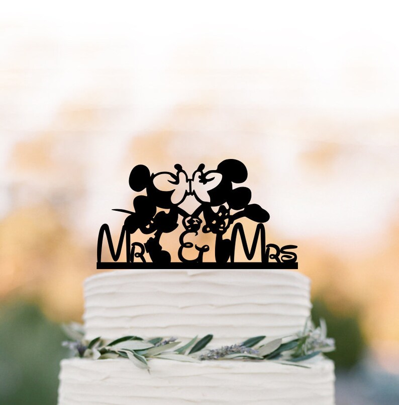 Mickey Mouse Wedding Cake Topper Disney Themed Wedding Cake Etsy