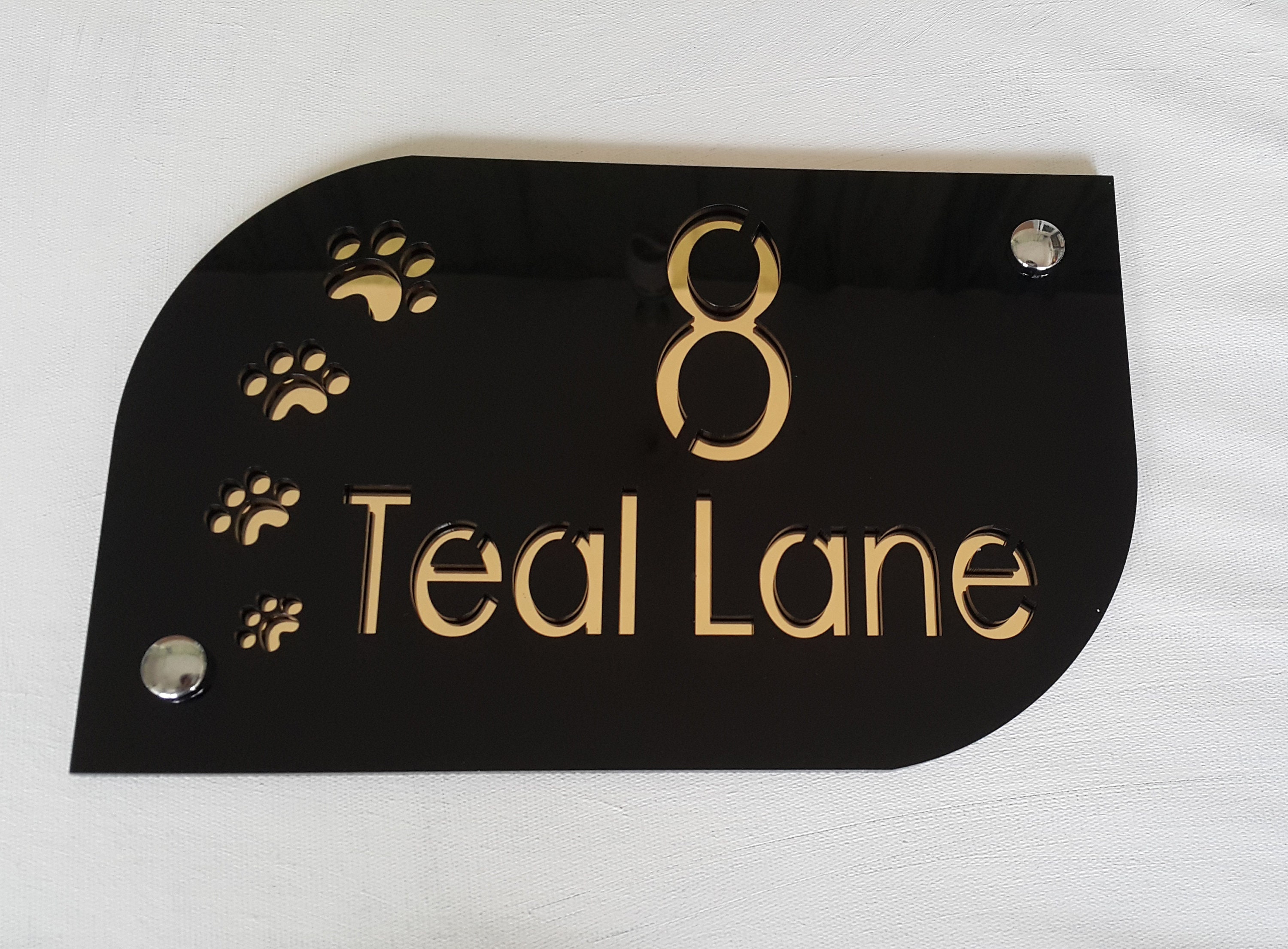 Modern House Numbers Adress Sign House Sign Plaque With Dog Etsy