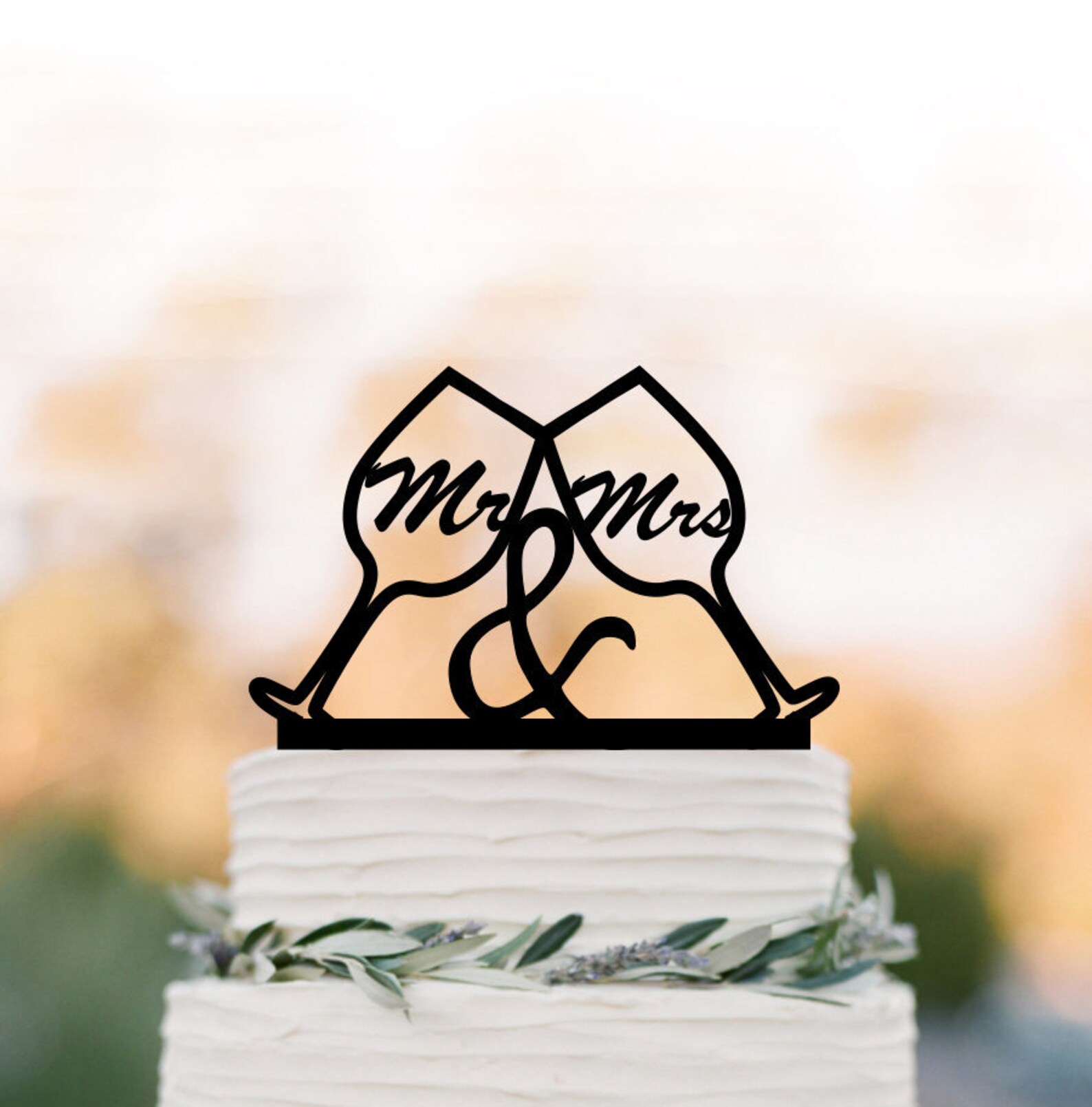 Toasting Wine Glass Wedding Cake Topper Mr and Mrs Wedding Etsy