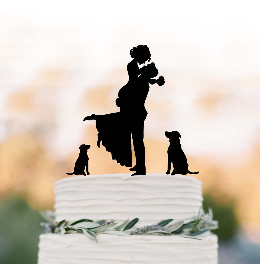 Topo de bolo de família - Silhueta para noivo e noiva com menino e menina  Topper de bolo de casamento (preto) : : Brinquedos e Jogos