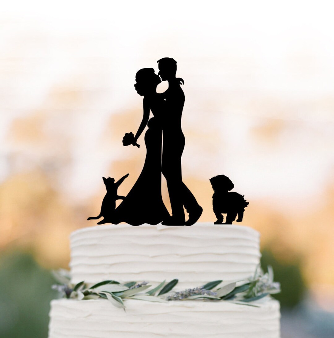 Wedding Cake Topper Cat and Dog, Cake Toppers With Dog, Couple ...