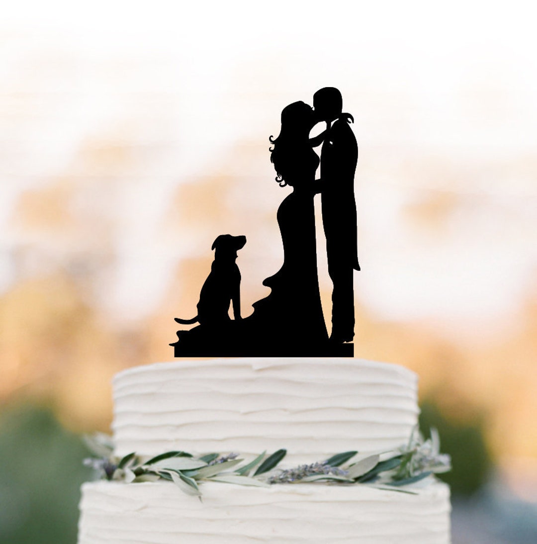 Unique Wedding Cake Topper Dog Cake Toppers With Groom Kissing Bride ...