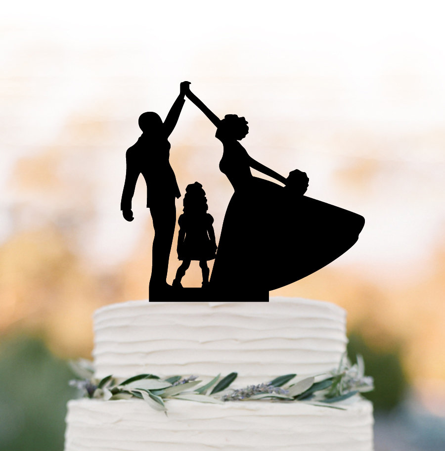 Bride and Groom High Five Wedding Cake Topper With Child, Family ...