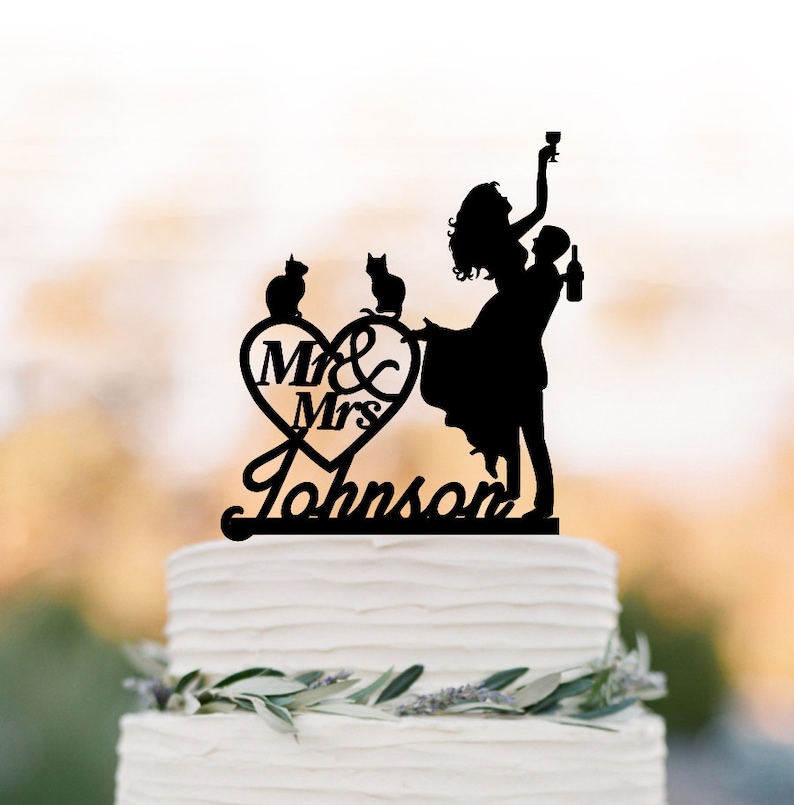 Johnson Cake Topper Personalized Wedding Cake Topper Mr and Mrs, Cake Toppers With Cat ...