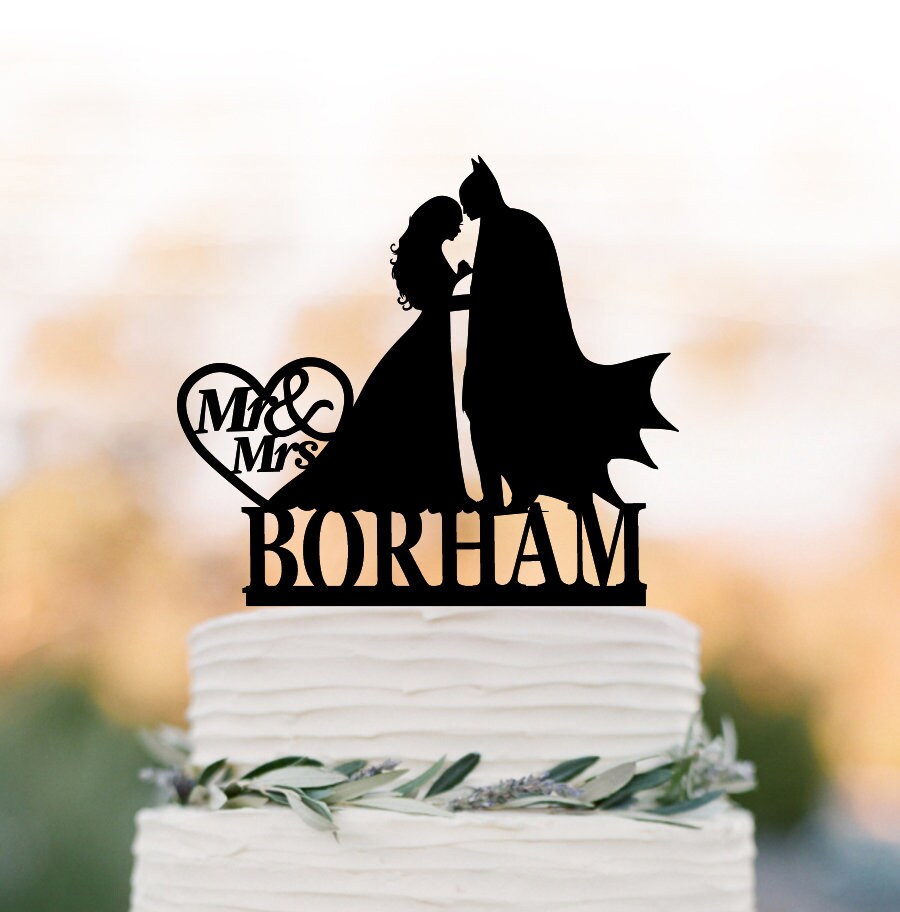 Batman Wedding Cake Topper With Custom Name Disney Themed Etsy