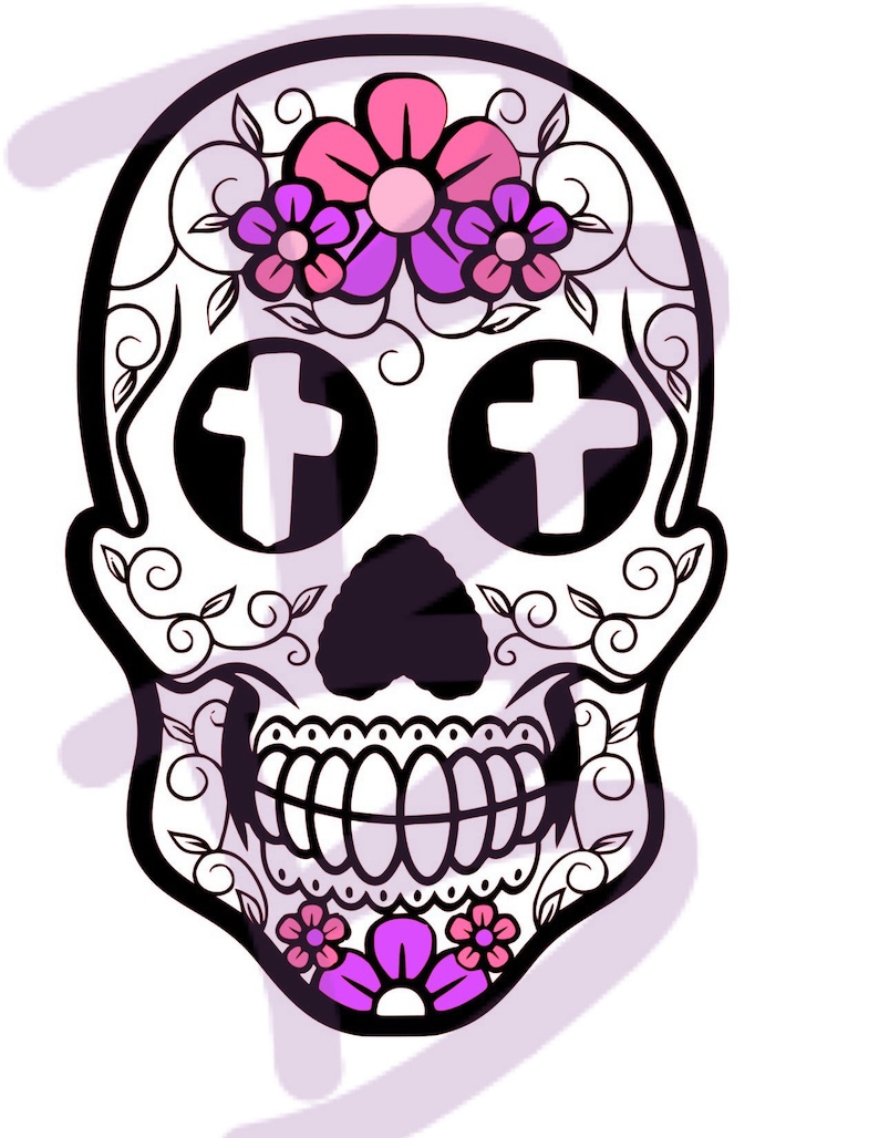 Download Sugar Skull Cross and Flowers SVG DXF Jpeg Png File | Etsy