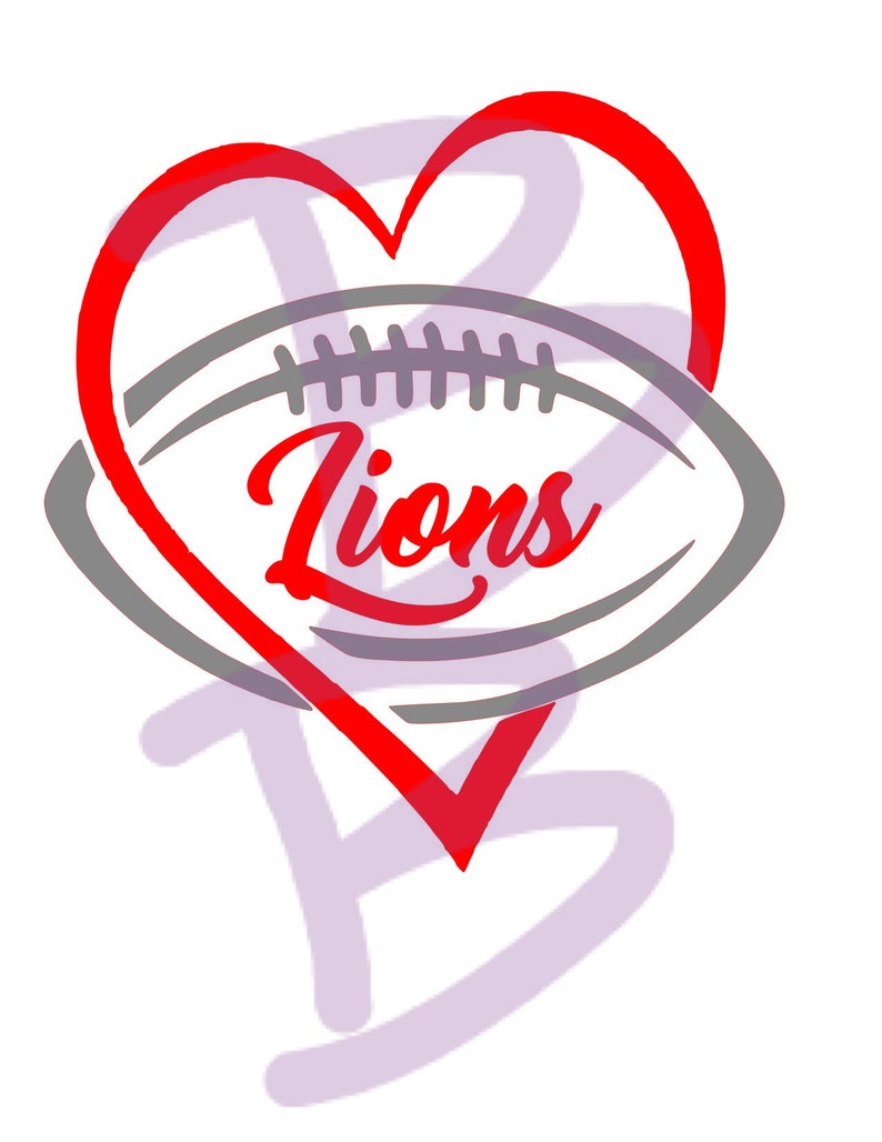 Lions Football Heart Team Name Lions Football File SVG DXF Etsy