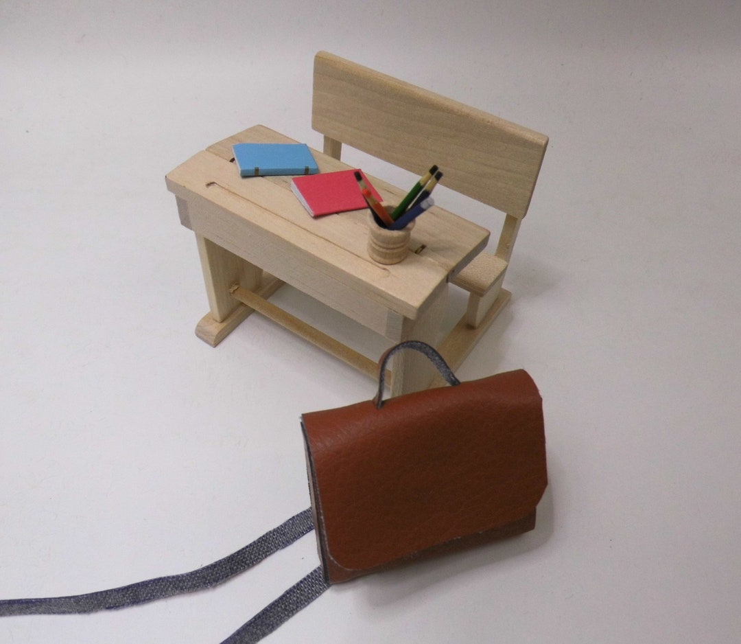 Miniature School Desk in a Set With Satchels Etc... Leave Etsy