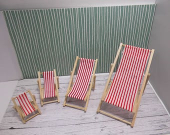 Miniature deck chair in 4 sizes for decoration or crafting for the fairy garden