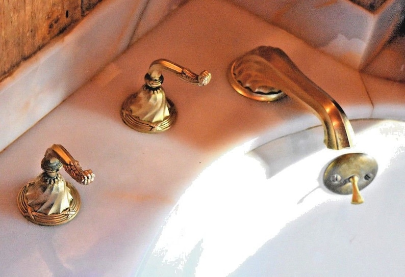 Sherle Wagner Tub Faucet And Handles 24k Gold Overlay Ribbon Etsy