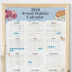 Printable 2024 Jewish Holiday Calendar Gift for Rabbi - Hebrew 5784 5785 Digital Kit
