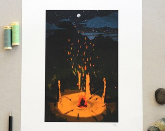 Campfire Poster, A3 Print